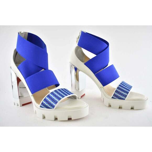 Christian Louboutin Patrouiagoma 100 Blue Strap Sandal Block Heel Pump 40.5 - Picture 5 of 12